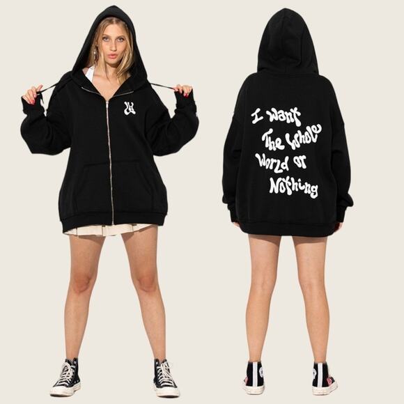 UC | Local Heroes | “Whole World or Nothing” Zip Up Hoodie | Gray/White … - Picture 1 of 9